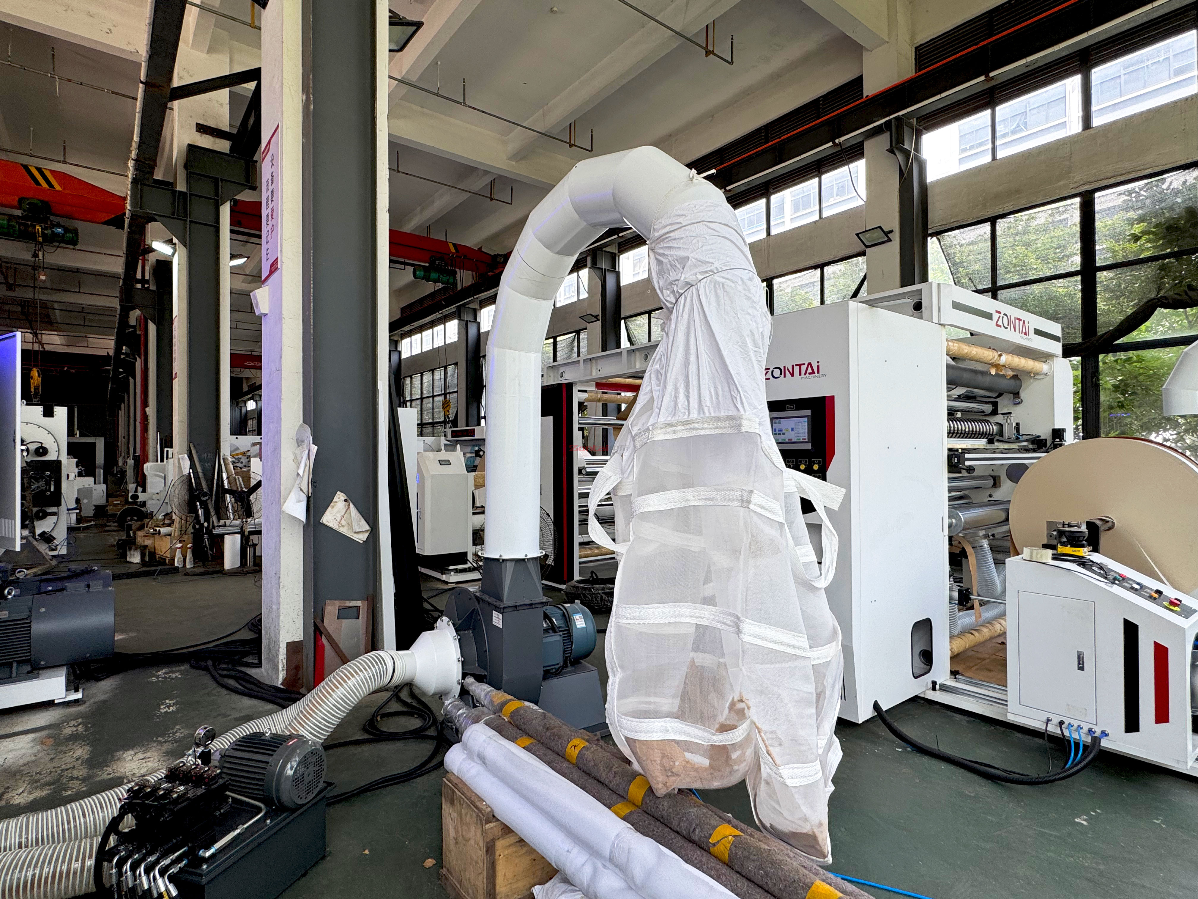 Zontai ZTM-F Double Drum Rollers Jumbo Paper Slitter Rewinder Machine with Paper Shredder.